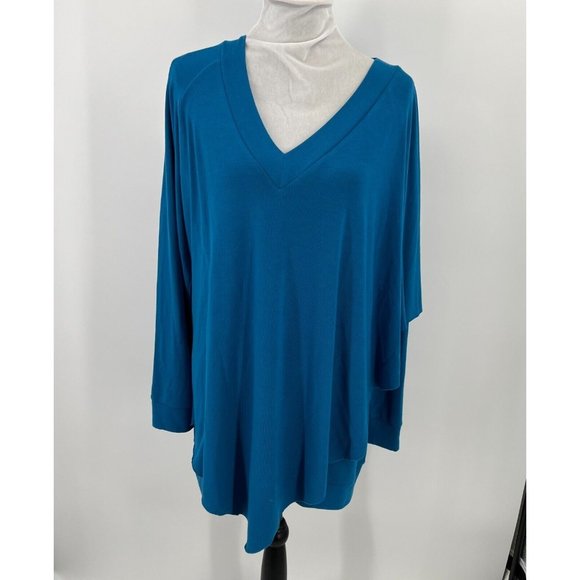 Soft Surroundings Sweaters - Soft Surroundings Teal Blue Turquoise Asymmetric Madeline Tunic Size XL